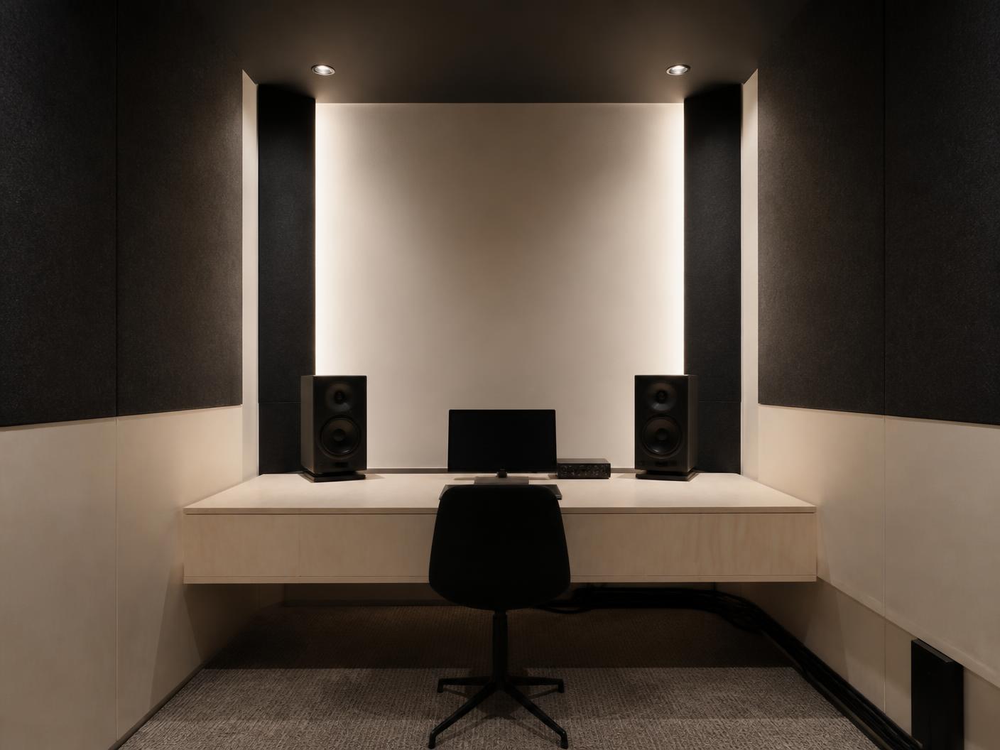 The sound room at Backhouse, set up for mixing, mastering and critical listening